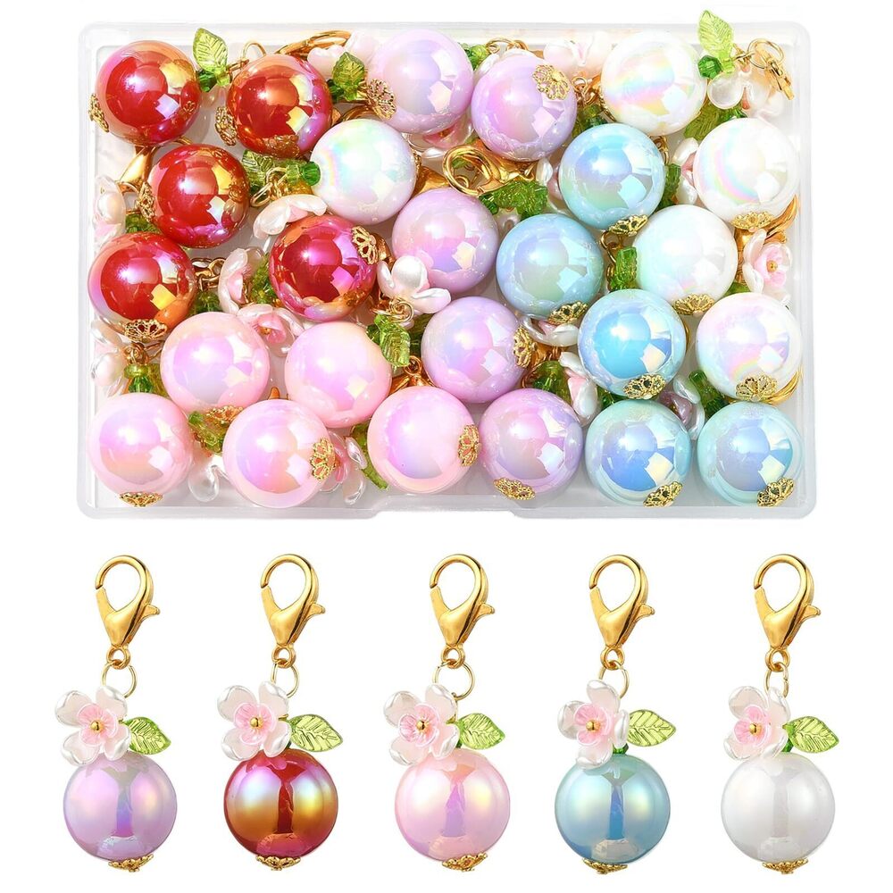 8648 25Pcs Flower Zipper Clip On Bag Purse Charms for Jewelry Making